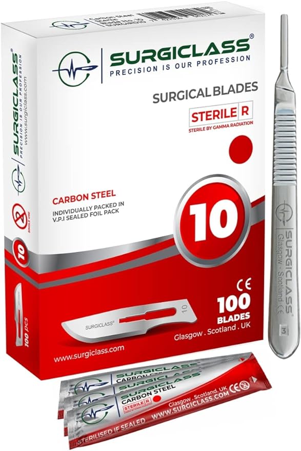 SURGICLASS Carbon Steel Scalpel Blades with Handle